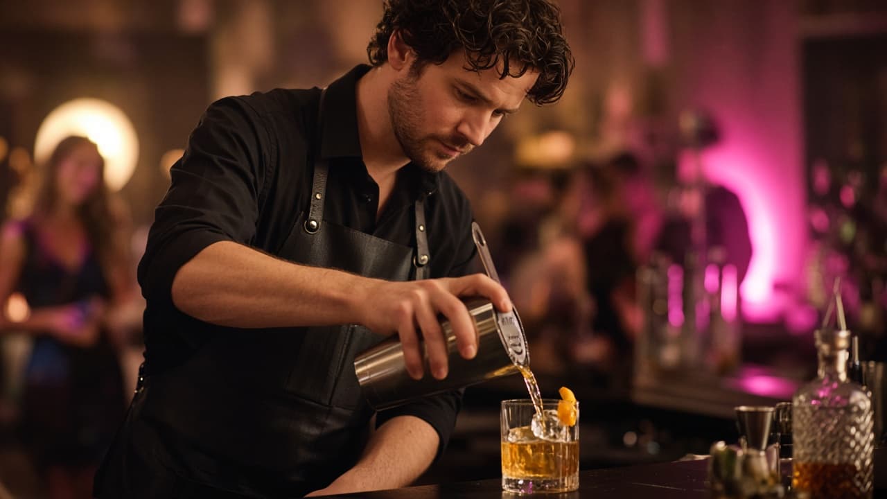 Bartender pouring drinks at a Nashville party
